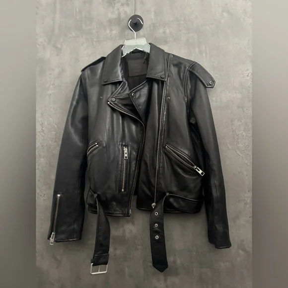 NEW ALL SAINTS DALBY LEATHER BIKER JACKET SIZE 10 B2070 - Picture 4 of 6
